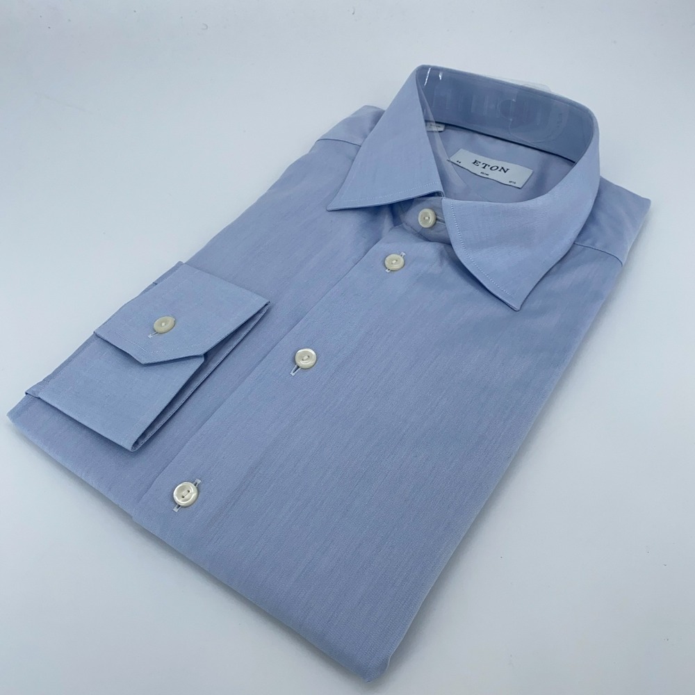 Eton Dress Shirt Mens XL 17‎ 1/2 - 44 Slim Cambridge Blue Long Sleeve Button Up